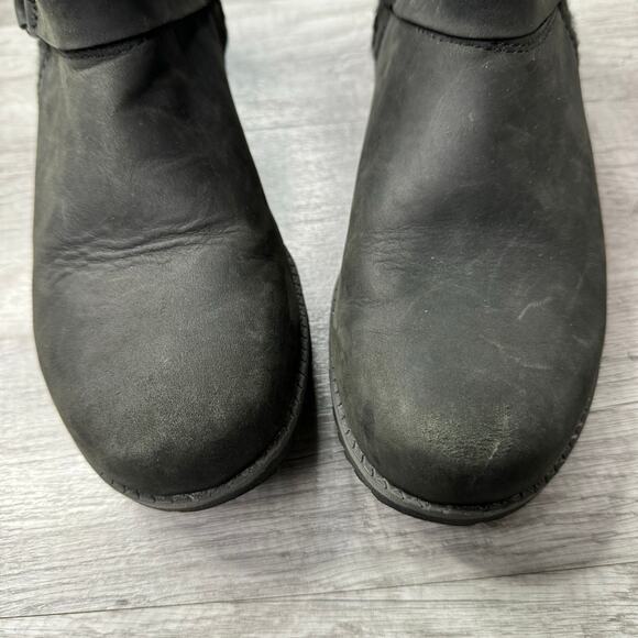 Eddie Bauer Black Leather & Wool Trace Ankle Boots Size 8 1/2 - Picture 4 of 8